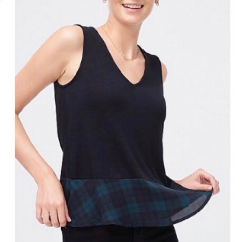 NWT J. Crew Plaid Ruffle Tank Top Size xxs